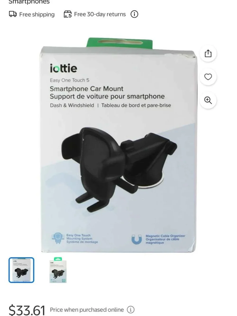 Black One Touch 6 Smartphone Car Mount